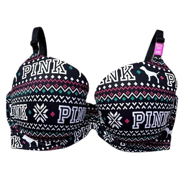 PINK Victoria's Secret Other - Victoria’s Secret Pink Wear Everywhere Lightly Lined Logo Bra black 32DD